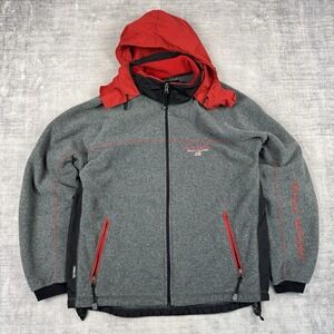 Ralph Lauren Polo Sport Sweatshirt Men Medium Gray Full Zip Fleece Vtg Y2K Hood